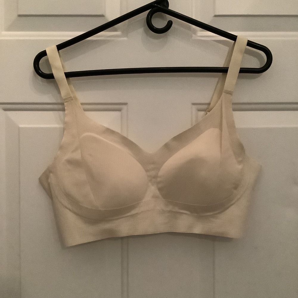 Adjustable Soft Wireless Stretchy Bra 4XL Ivory Lined
